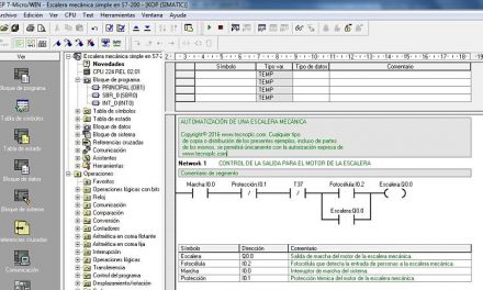 Escalera mecánica simple programada en S7-200