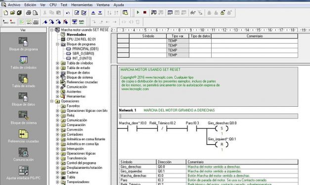 Marcha motor usando SET RESET en S7-200