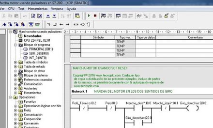 Marcha motor usando pulsadores en MicroWin S7-200