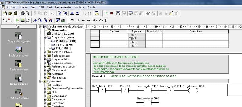 Marcha motor usando pulsadores en MicroWin S7-200