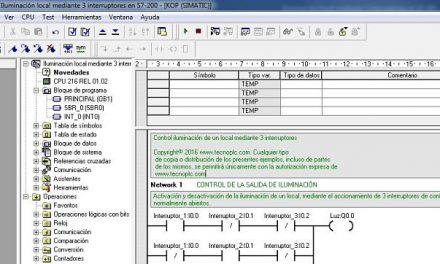 Iluminación local mediante 3 interruptores en S7-200