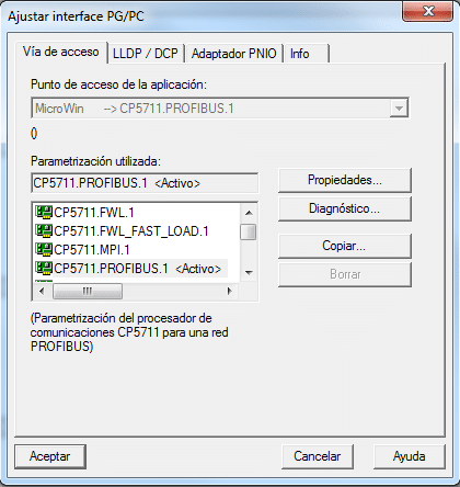 Seleccionar la interface CP5711.