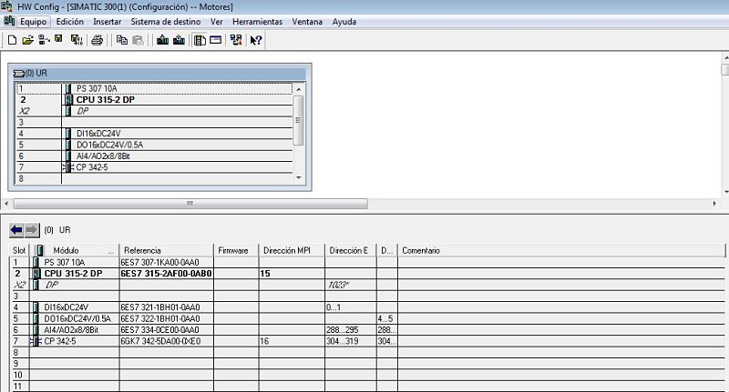 Tipo de CPU utilizada para proyecto marcha paro motores.