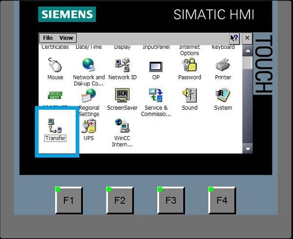 Acceder a la configuración dentro del icono TRANSFER.