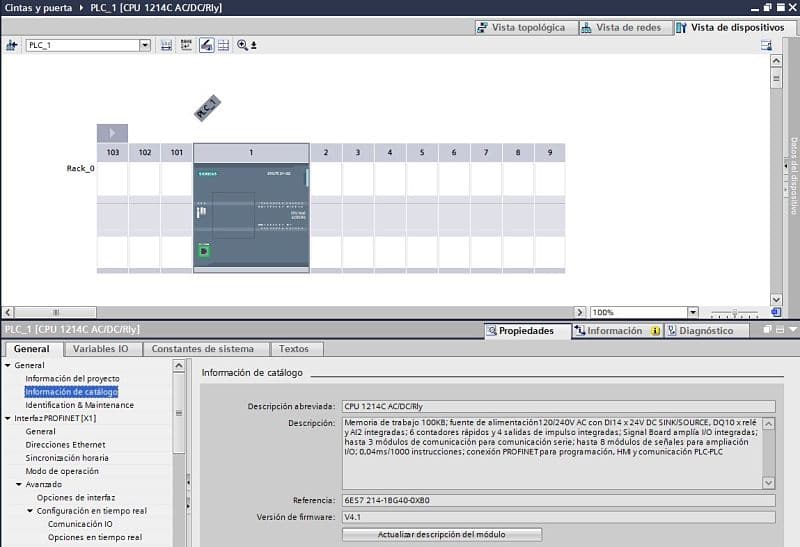 CPU 6ES7 214 1BG40 0XB0 y Firmware utilizado para el proyecto.