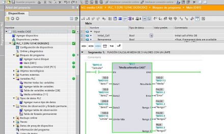 SCL media aritmética CASE con varios rangos de error TIA Portal