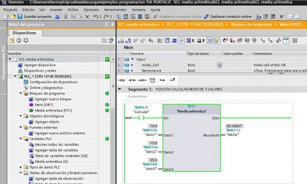 SCL media aritmética de 3 números en programación SCL TIA Portal