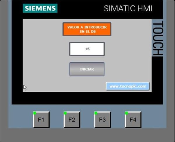 Introducir valor 5 desde la HMI.