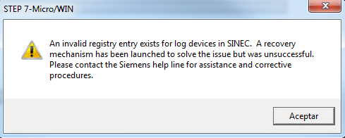 Invalid registry for log ...