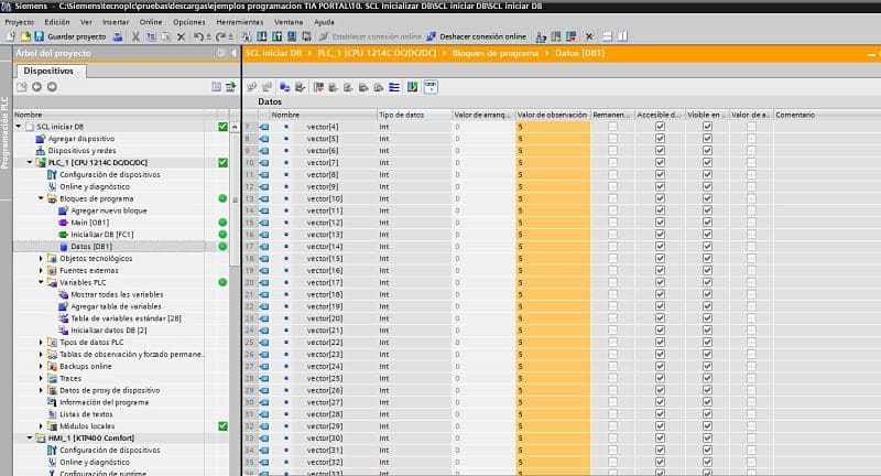 SCL inicializar DB a un valor en TIA Portal