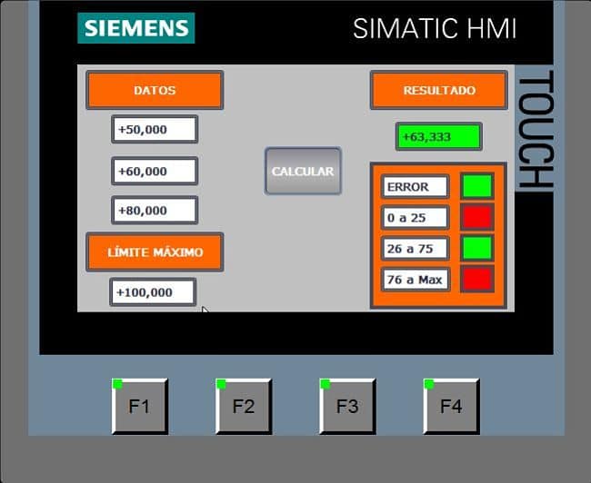 Proceso en marcha con cálculo correcto desde HMI.