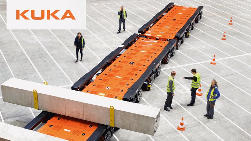 KUKA OmniMove transporta carcasa de ala de un avión A350 WXB