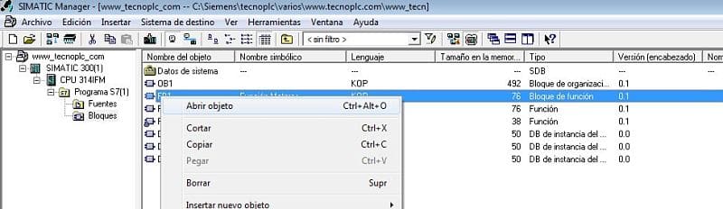 Abrir FB desde el Administrador Simatic.