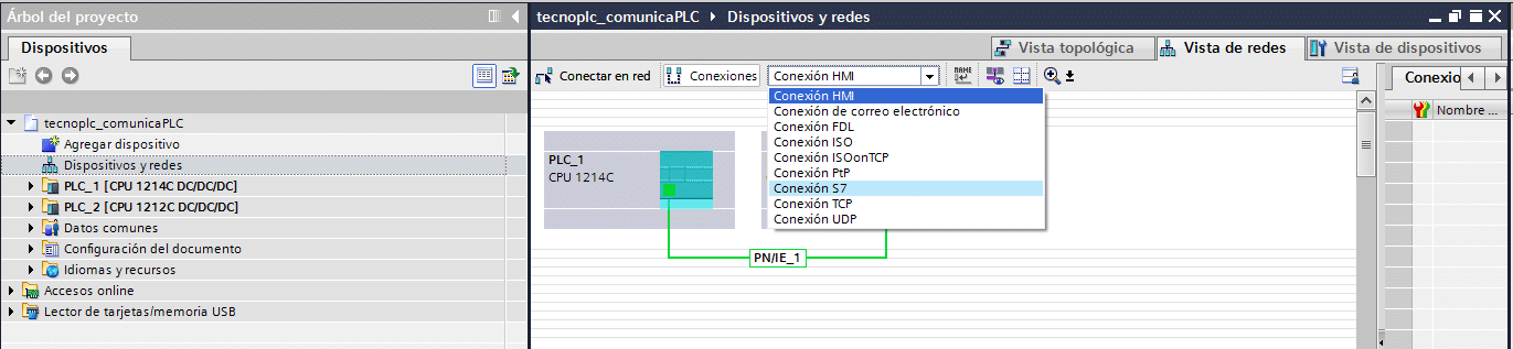 Seleccionar la conexión S7 para comunicación Logo S7-1200.