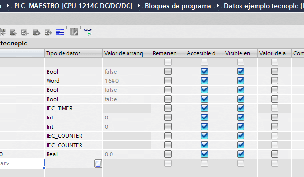 Añadir datos a DB ya creado en TIA Portal