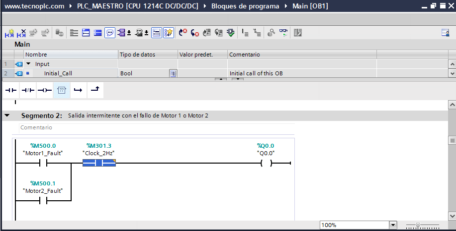 Utilización de intermitencia TIA Portal con una salida.