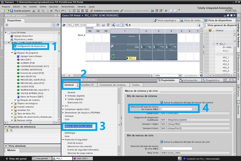 4 pasos para modificar la dirección del bit Always True en TIA Portal