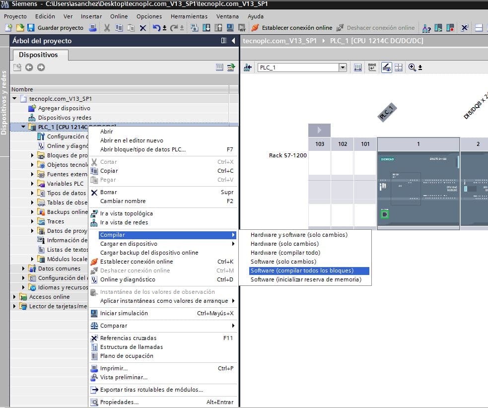 9. Compilar el software en su totalidad para transformar proyecto.