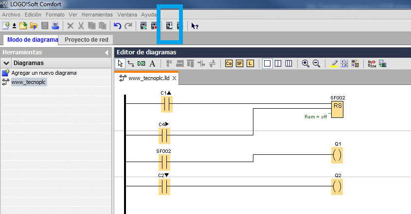 Seleccionar transferencia dentro de Logo!Soft.