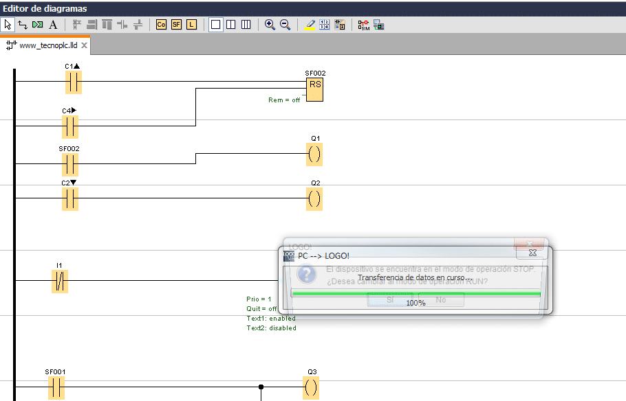 Transferencia de datos en curso.