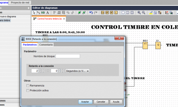 Control horario de timbre en un colegio con LOGO 8