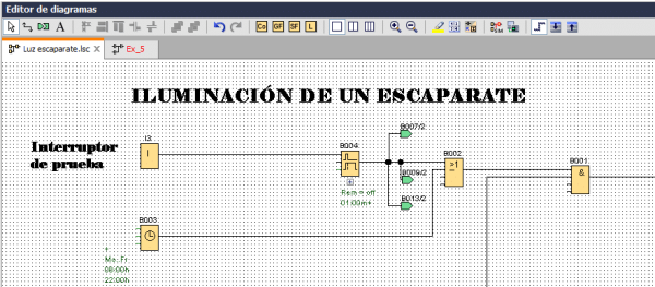 Programación iluminación escaparate en LOGO8.