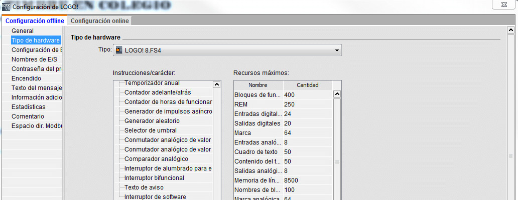 Tipo de CPU LOGO utilizada y su firmware en control horario de timbre.