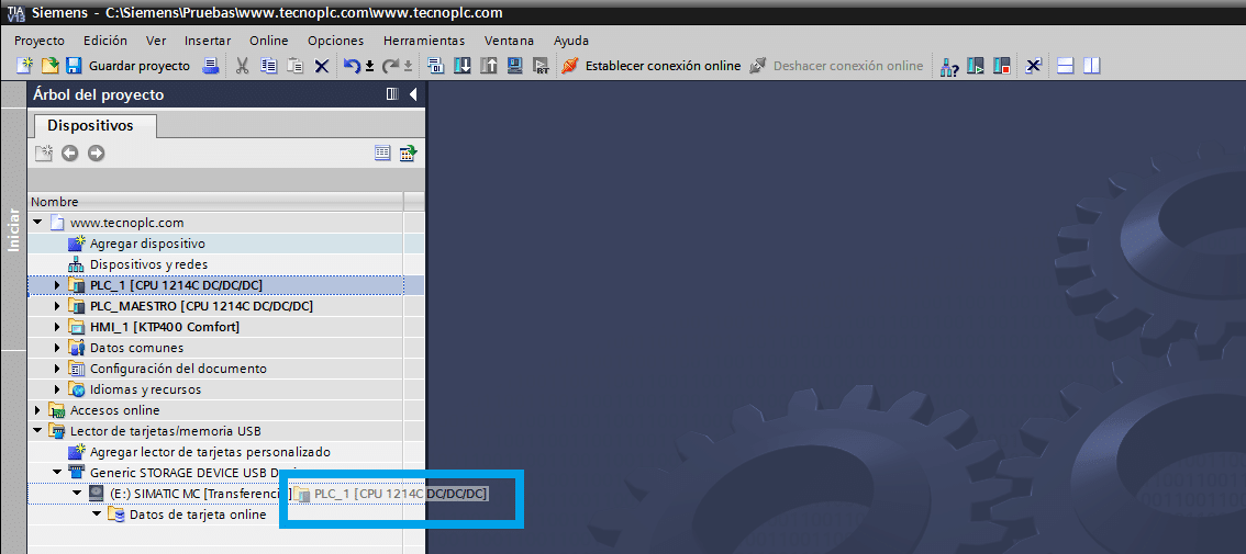 Grabar programa a tarjeta MMC de Siemens con TIA Portal