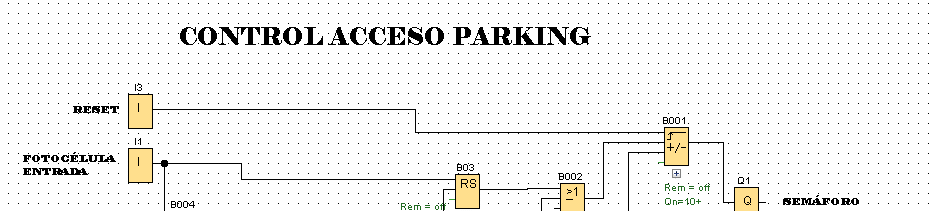 Programación control acceso parking en LOGO 8.