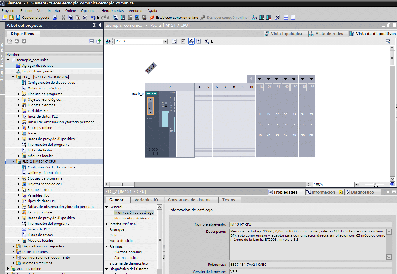 CPU dentro del proyecto al añadir CPU Profibus desde el catálogo.