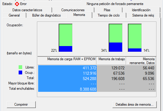 Cómo ver la memoria de CPU en proyecto Step7.