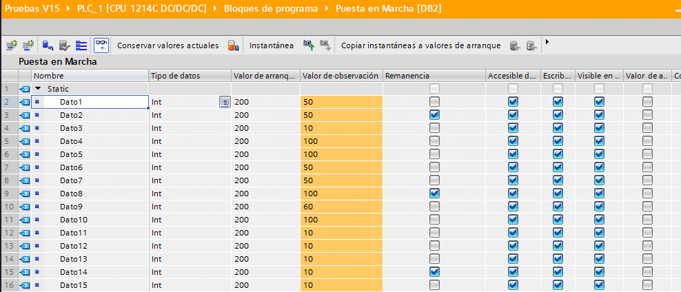 Hemos cambiado los valores de arranque.