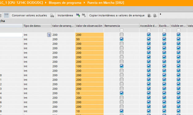 Remanencia en DB de datos selección y ajuste en TIA Portal