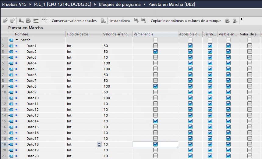 Remanencia en DB seleccionable de forma individual.