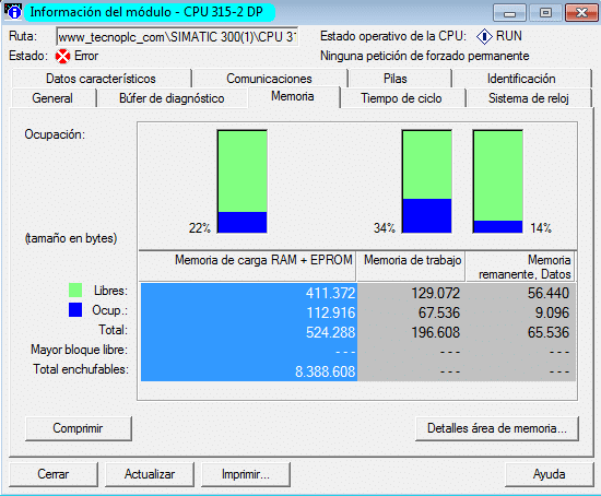 Tipos de memoria en PLC en el software Step 7.