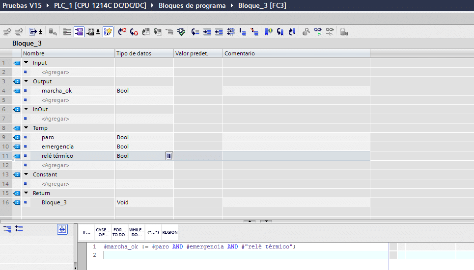 Utilización de AND en SCL mediante asignación.