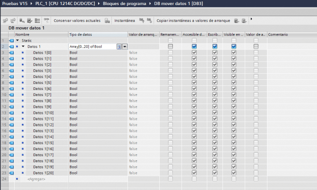 Mover datos de un DB a otro DB en TIA Portal