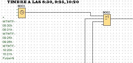 Timbre por horas controlado en programación LOGO 8.