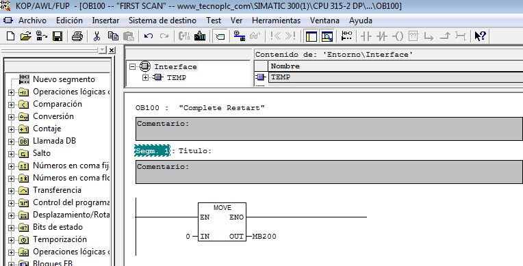 First Scan en en primer ciclo de Scan tecnoplc