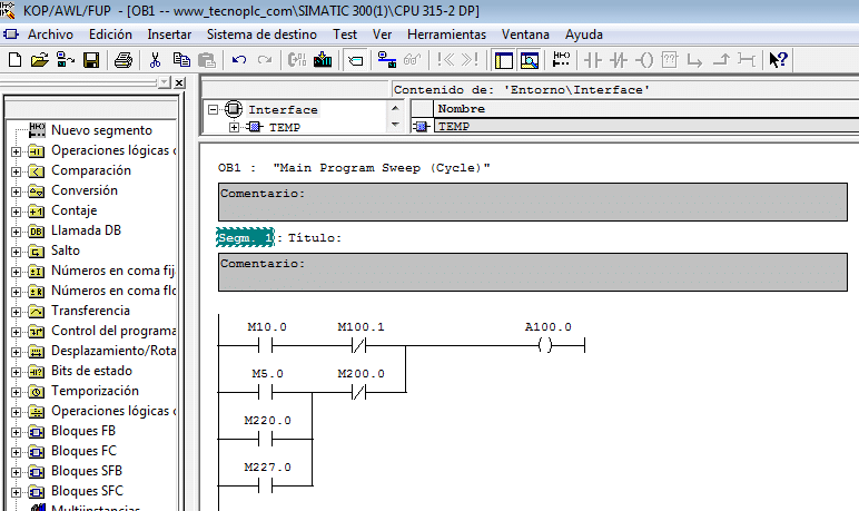 Utilizando marcas en un programa de Step 7.