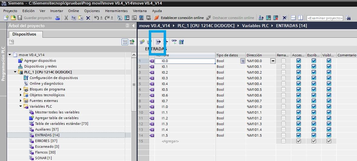 Exportar variables a excel desde TIA Portal.