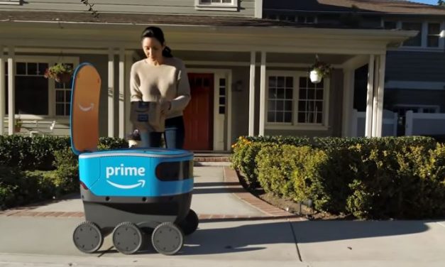 Robot mensajero autónomo de Amazon entrega de paquetes