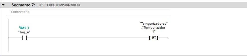 Reset en temporizador TIA Portal mediante una condición.