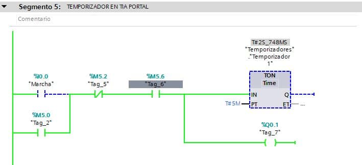 Simulación en KOP en TIA Portal.