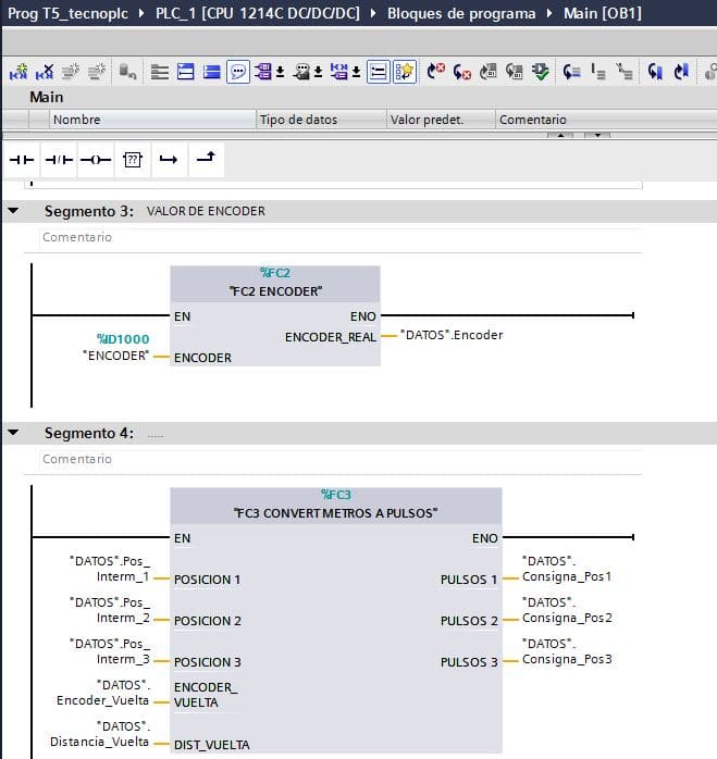 Programa para control del encoder y su Reset.