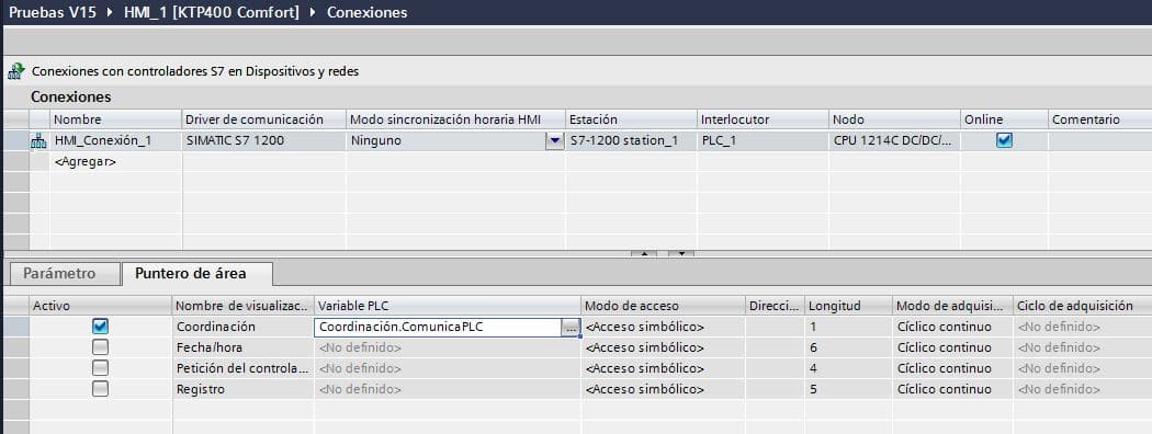 Comunicación PLC y HMI saber si ha perdido comunicación