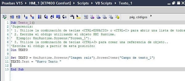 Cambiar texto en script TIA Portal