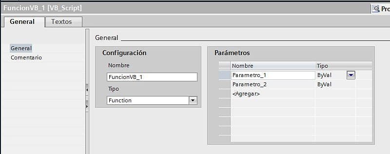 Creamos el script con dos parámetros en un script