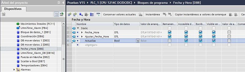 Crear bit para el botón que actualice los datos del Reloj