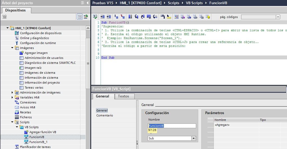 Crear Script en HMI TIA Portal: iniciación